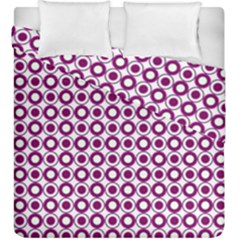 Mazipoodles Magenta White Donuts Polka Dot Duvet Cover Double Side (king Size) by Mazipoodles