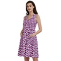 Mazipoodles Magenta White Donuts Polka Dot Sleeveless Dress With Pocket View2