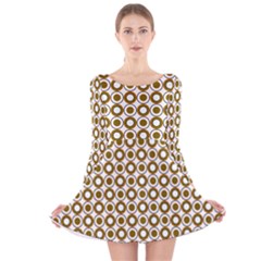 Mazipoodles Olive White Donuts Polka Dot Long Sleeve Velvet Skater Dress by Mazipoodles