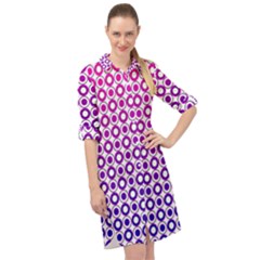 Mazipoodles Pink Purple White Gradient Donuts Polka Dot  Long Sleeve Mini Shirt Dress by Mazipoodles