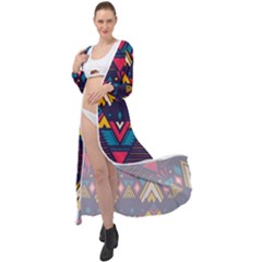 Pattern Colorful Aztec Maxi Chiffon Beach Wrap by Ravend