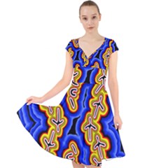 Newart2 Cap Sleeve Front Wrap Midi Dress by hogartharts