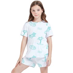 Summer Beach Seamless Pattern Kids  Tee And Sports Shorts Set by ConteMonfrey