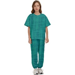 Painted Green Digital Wood Kids  Tee And Pants Sports Set by ConteMonfrey