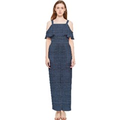 Digital Dark Blue Linen Draped Sleeveless Chiffon Jumpsuit by ConteMonfrey