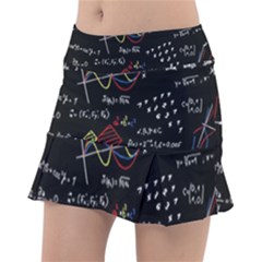 Black Background With Text Overlay Mathematics Formula Board Classic Tennis Skirt by uniart180623