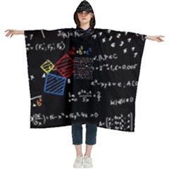 Black Background With Text Overlay Mathematics Formula Board Women s Hooded Rain Ponchos by uniart180623