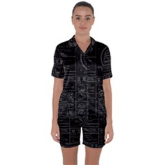 Black Background With Text Overlay Mathematics Trigonometry Satin Short Sleeve Pajamas Set by uniart180623