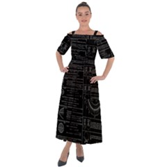 Black Background With Text Overlay Mathematics Trigonometry Shoulder Straps Boho Maxi Dress  by uniart180623