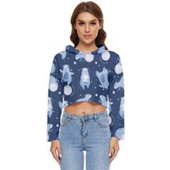 Bear Pattern Patterns Planet Animals Women s Lightweight Cropped Hoodie by uniart180623