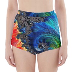 Colorful Digital Art Fractal Design High-waisted Bikini Bottoms by uniart180623