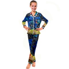 Colorful Digital Art Fractal Design Kids  Satin Long Sleeve Pajamas Set by uniart180623