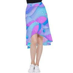 Colorful Blue Purple Wave Frill Hi Low Chiffon Skirt by uniart180623