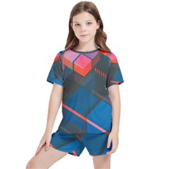 Minimalist Abstract Shaping Abstract Digital Art Minimalism Kids  Tee And Sports Shorts Set by uniart180623