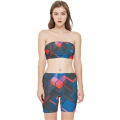 Minimalist Abstract Shaping Abstract Digital Art Minimalism Stretch Shorts And Tube Top Set by uniart180623