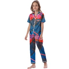 Minimalist Abstract Shaping Abstract Digital Art Minimalism Kids  Satin Short Sleeve Pajamas Set by uniart180623