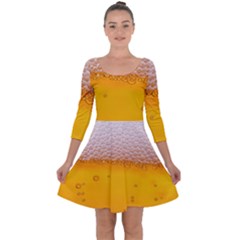 Beer Texture Liquid Bubbles Quarter Sleeve Skater Dress by uniart180623