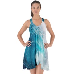 Tsunami Big Blue Wave Ocean Waves Water Show Some Back Chiffon Dress by uniart180623