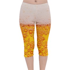 Beer Texture Drinks Texture Velvet Capri Leggings  by uniart180623