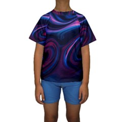 Purple Blue Swirl Abstract Kids  Short Sleeve Swimwear by uniart180623