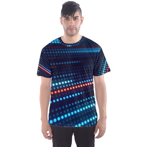 Orange Blue Dot Dots Lines Abstract Digital Art Men s Sport Mesh Tee by uniart180623