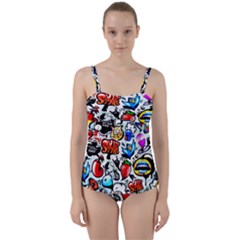 Graffiti Art Cartoon Comic Twist Front Tankini Set by uniart180623