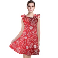 Christmas Pattern Red Tie Up Tunic Dress by uniart180623