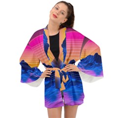 Sun Ultra Artistic 3d Illustration Sunset Long Sleeve Kimono by uniart180623