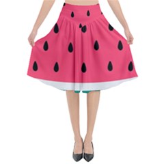 Watermelon Fruit Pattern Flared Midi Skirt by uniart180623