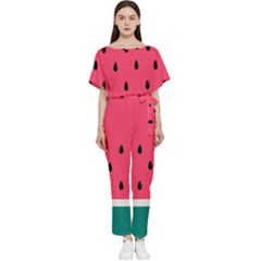 Watermelon Fruit Pattern Batwing Lightweight Chiffon Jumpsuit by uniart180623