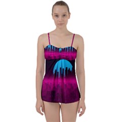 Futuristic Cityscape Babydoll Tankini Set by uniart180623