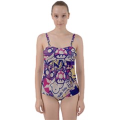 Retro Cartoon Titty Parody Twist Front Tankini Set by uniart180623