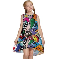 Cartoon Explosion Cartoon Characters Funny Kids  Frill Swing Dress by uniart180623