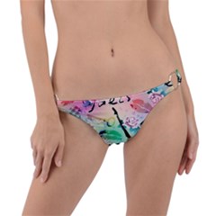 From Paris Abstract Art Pattern Ring Detail Bikini Bottoms by uniart180623