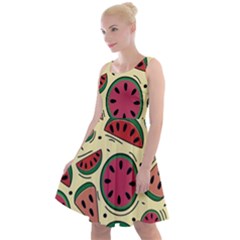 Watermelon Pattern Slices Fruit Knee Length Skater Dress by uniart180623