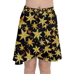 Shiny Glitter Stars Chiffon Wrap Front Skirt by uniart180623