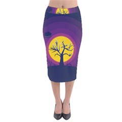 Empty Tree Leafless Stem Bare Branch Velvet Midi Pencil Skirt by uniart180623