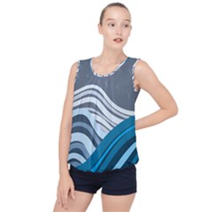 Waves Ink Abstract Texture Art Bubble Hem Chiffon Tank Top by uniart180623