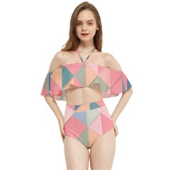 Background Geometric Triangle Halter Flowy Bikini Set  by uniart180623