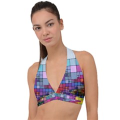 To Dye Abstract Visualization Halter Plunge Bikini Top by uniart180623