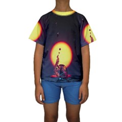 High Speed Waterdrop Drops Water Kids  Short Sleeve Swimwear by uniart180623