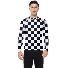 Black White Checker Pattern Checkerboard Men s Long Sleeve Rash Guard by uniart180623