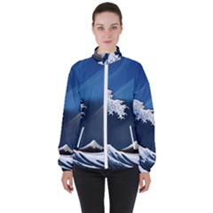 The Great Wave Off Kanagawa Women s High Neck Windbreaker by Grandong