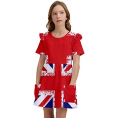 Union Jack London Flag Uk Kids  Frilly Sleeves Pocket Dress by Celenk