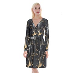 Waterfall Water Nature Springs Long Sleeve Velvet Front Wrap Dress by Simbadda