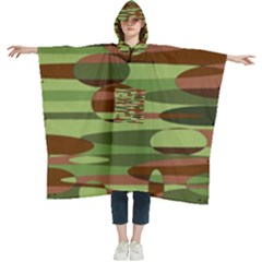 Green And Brown Spheres  Women s Hooded Rain Ponchos by Khoncepts