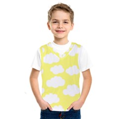 Cute Yellow White Clouds Kids  Basketball Tank Top by ConteMonfrey