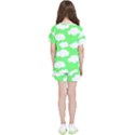 Green and white cute Clouds  Kids  Tee And Sports Shorts Set View2