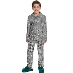 Geometric Noir Pattern Kids  Long Sleeve Velvet Pajamas Set by dflcprintsclothing