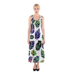 Leaves Watercolor Ornamental Decorative Design Sleeveless Maxi Dress by Simbadda